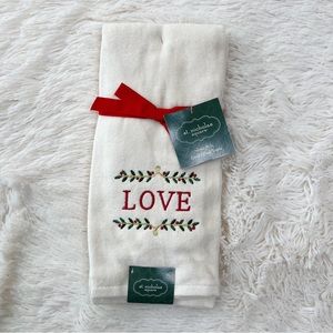 Holiday hand towels, two new Christmas Love embroidered garland green re…